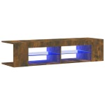 vidaXL Comodă TV cu lumini LED, stejar fumuriu, 135x39x30 cm vidaXL Comodă TV cu lumini LED, stejar fumuriu, 135x39x30 cm