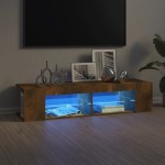 vidaXL Comodă TV cu lumini LED, stejar fumuriu, 135x39x30 cm vidaXL Comodă TV cu lumini LED, stejar fumuriu, 135x39x30 cm
