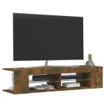 vidaXL Comodă TV cu lumini LED, stejar fumuriu, 135x39x30 cm vidaXL Comodă TV cu lumini LED, stejar fumuriu, 135x39x30 cm
