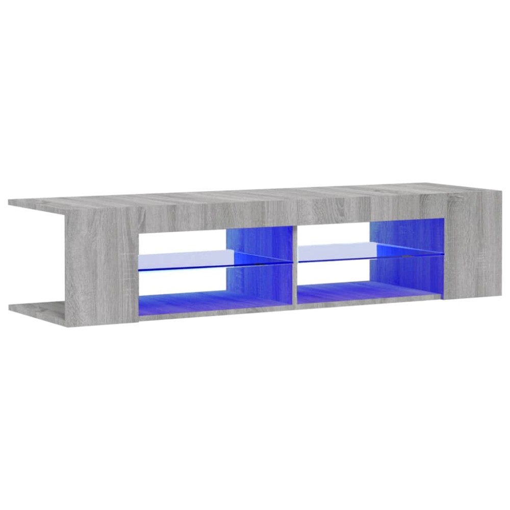 vidaXL Comodă TV cu lumini LED, gri sonoma, 135x39x30 cm
