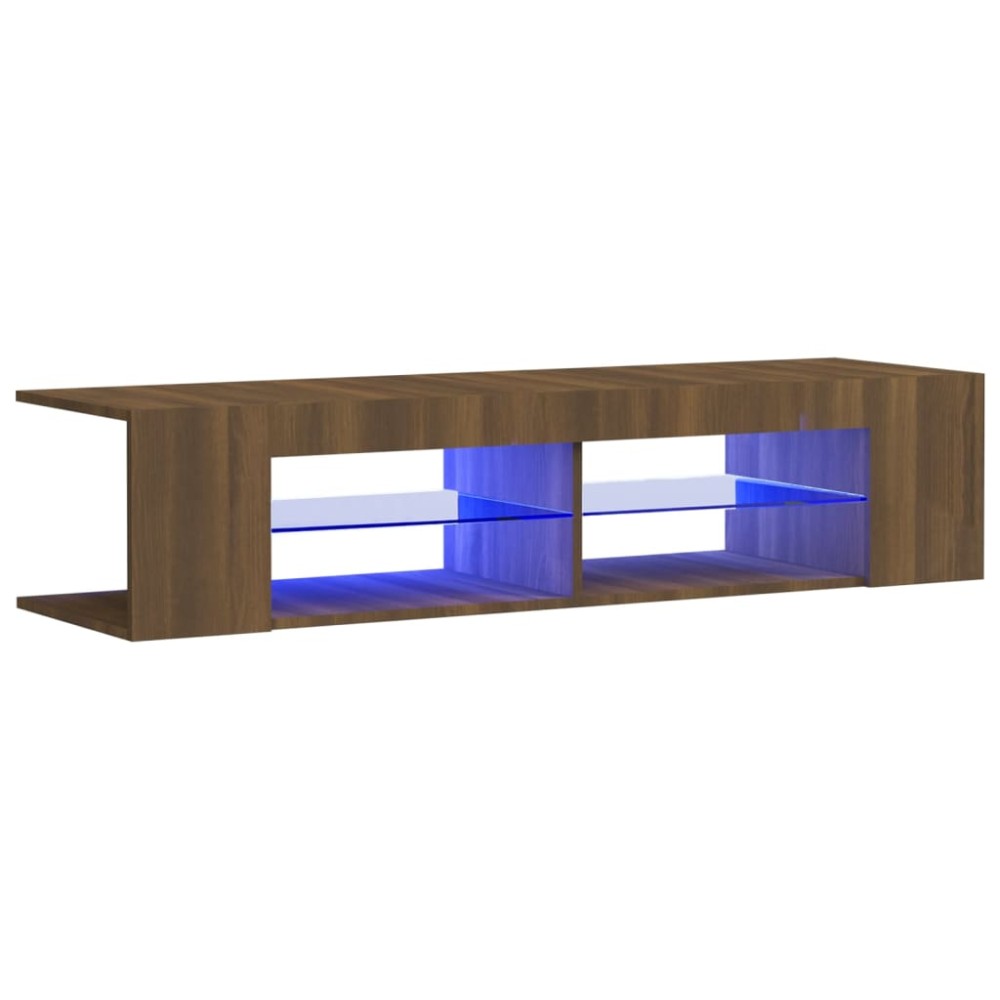 vidaXL Comodă TV cu lumini LED, stejar maro, 135x39x30 cm