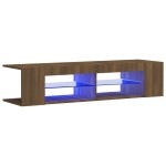 vidaXL Comodă TV cu lumini LED, stejar maro, 135x39x30 cm