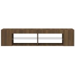 vidaXL Comodă TV cu lumini LED, stejar maro, 135x39x30 cm