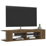 vidaXL Comodă TV cu lumini LED, stejar maro, 135x39x30 cm