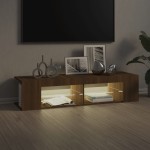 vidaXL Comodă TV cu lumini LED, stejar maro, 135x39x30 cm