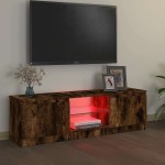vidaXL Comodă TV cu lumini LED, stejar fumuriu, 120x30x36 cm vidaXL Comodă TV cu lumini LED, stejar fumuriu, 120x30x36 cm