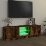 vidaXL Comodă TV cu lumini LED, stejar fumuriu, 120x30x36 cm vidaXL Comodă TV cu lumini LED, stejar fumuriu, 120x30x36 cm