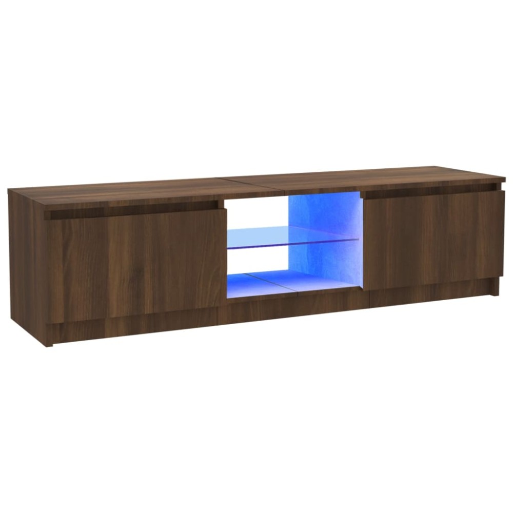 vidaXL Comodă TV cu lumini LED, stejar maro, 120x30x36 cm