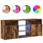 vidaXL Comodă TV cu lumini LED, stejar fumuriu, 120x30x50 cm