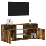 vidaXL Comodă TV cu lumini LED, stejar fumuriu, 120x30x50 cm
