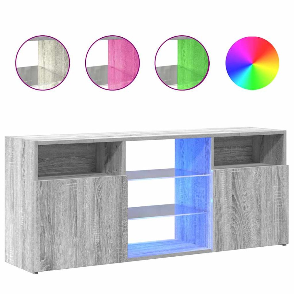vidaXL Comodă TV cu lumini LED, gri sonoma, 120x30x50 cm