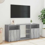 vidaXL Comodă TV cu lumini LED, gri sonoma, 120x30x50 cm vidaXL Comodă TV cu lumini LED, gri sonoma, 120x30x50 cm