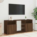 vidaXL Comodă TV cu lumini LED, stejar maro, 120x30x50 cm