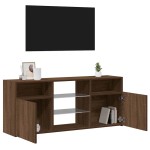 vidaXL Comodă TV cu lumini LED, stejar maro, 120x30x50 cm