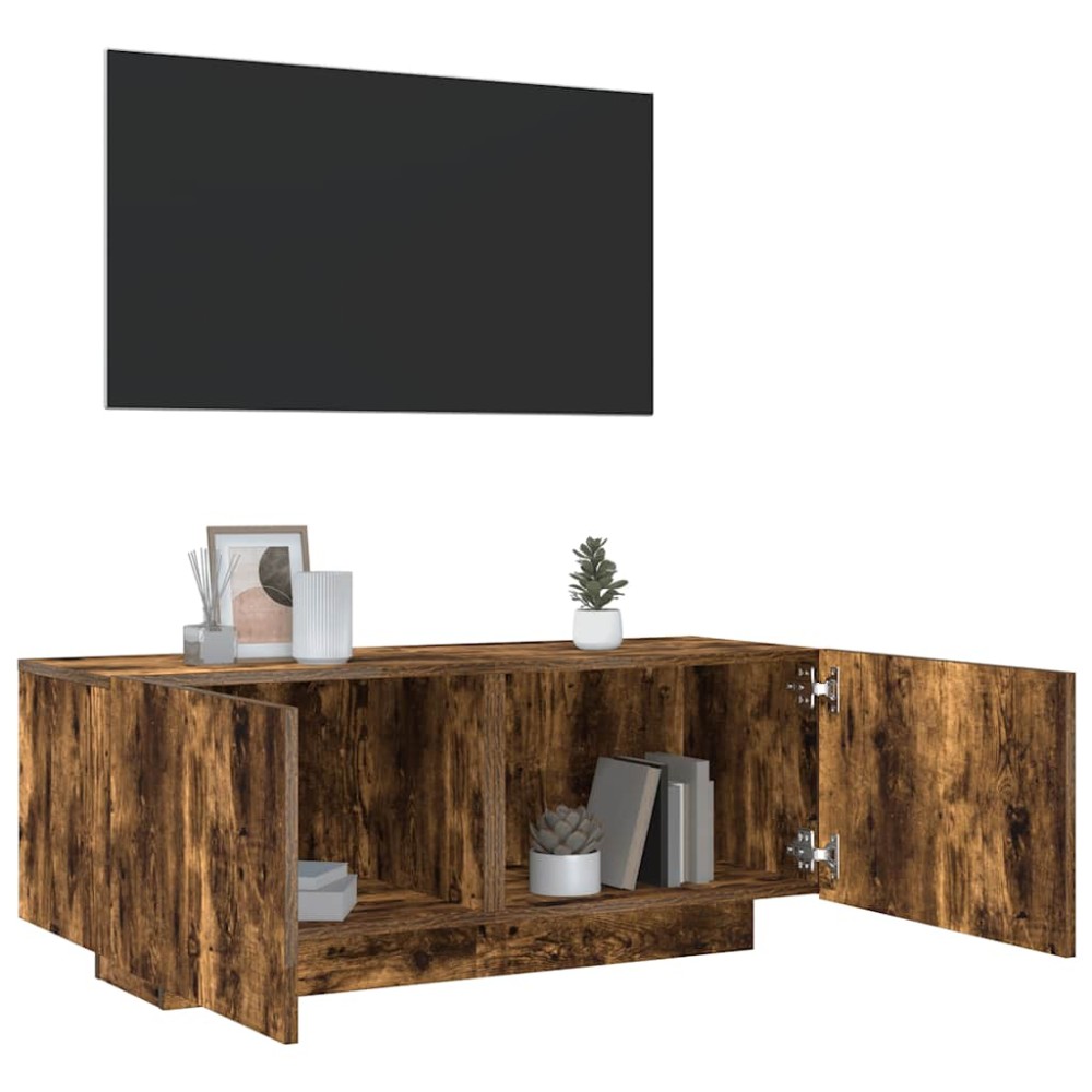 vidaXL Comodă TV, stejar fumuriu, 100x35x40 cm, lemn prelucrat