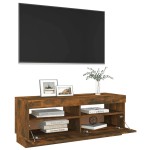 vidaXL Comodă TV cu lumini LED, stejar fumuriu, 100x35x40 cm