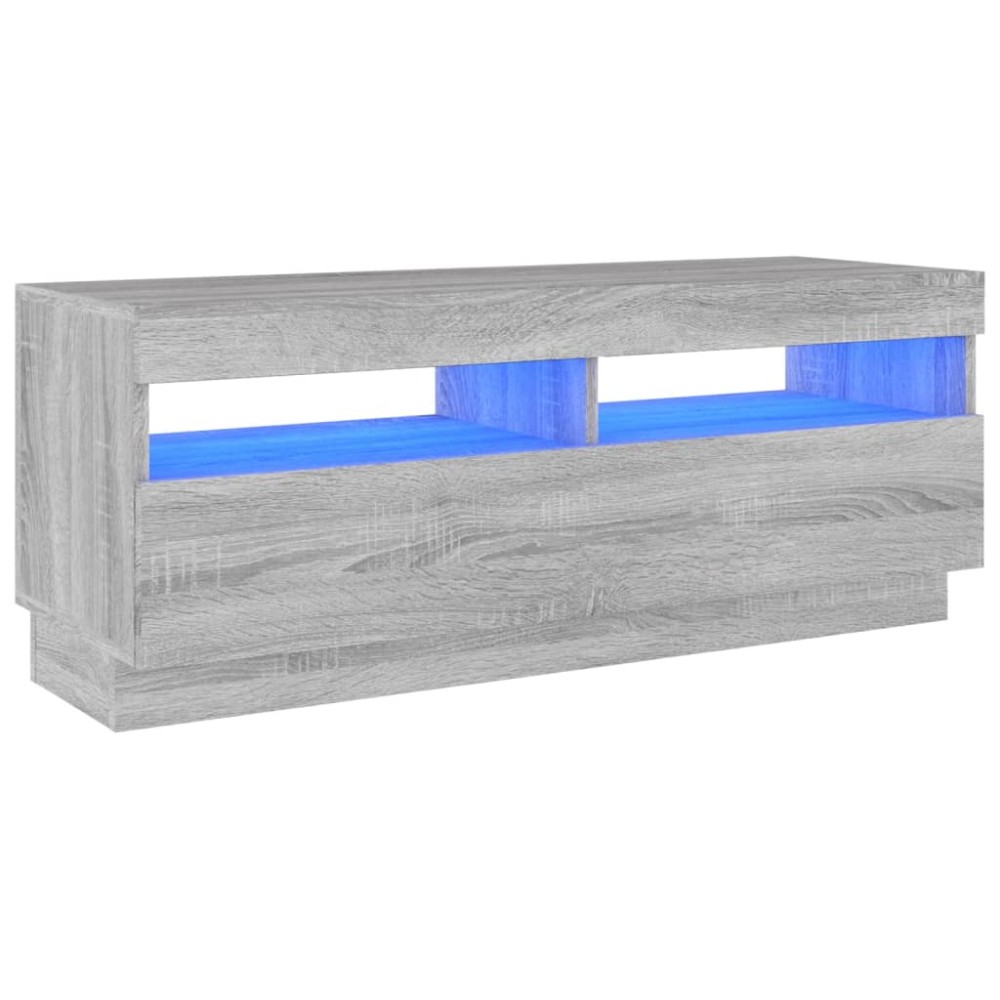 vidaXL Comodă TV cu lumini LED, gri sonoma, 100x35x40 cm