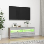 vidaXL Comodă TV cu lumini LED, gri sonoma, 100x35x40 cm