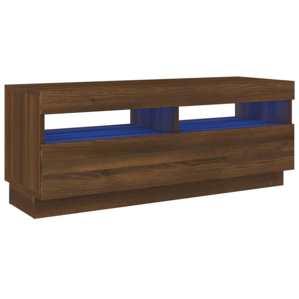 vidaXL Comodă TV cu lumini LED, stejar maro, 100x35x40 cm