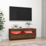 vidaXL Comodă TV cu lumini LED, stejar maro, 100x35x40 cm