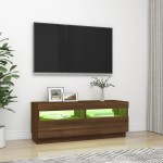 vidaXL Comodă TV cu lumini LED, stejar maro, 100x35x40 cm