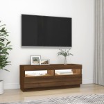 vidaXL Comodă TV cu lumini LED, stejar maro, 100x35x40 cm