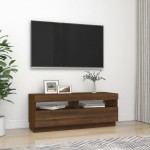 vidaXL Comodă TV cu lumini LED, stejar maro, 100x35x40 cm