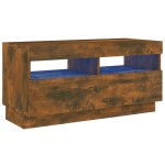 vidaXL Comodă TV cu lumini LED, stejar fumuriu, 80x35x40 cm