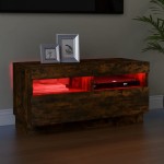 vidaXL Comodă TV cu lumini LED, stejar fumuriu, 80x35x40 cm