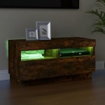 vidaXL Comodă TV cu lumini LED, stejar fumuriu, 80x35x40 cm