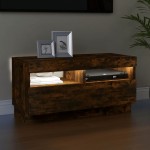 vidaXL Comodă TV cu lumini LED, stejar fumuriu, 80x35x40 cm