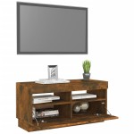 vidaXL Comodă TV cu lumini LED, stejar fumuriu, 80x35x40 cm