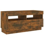 vidaXL Comodă TV cu lumini LED, stejar fumuriu, 80x35x40 cm