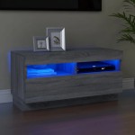 vidaXL Comodă TV cu lumini LED, gri sonoma, 80x35x40 cm vidaXL Comodă TV cu lumini LED, gri sonoma, 80x35x40 cm