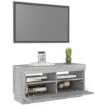 vidaXL Comodă TV cu lumini LED, gri sonoma, 80x35x40 cm vidaXL Comodă TV cu lumini LED, gri sonoma, 80x35x40 cm