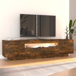vidaXL Comodă TV cu lumini LED, stejar fumuriu, 160x35x40 cm