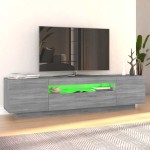 vidaXL Comodă TV cu lumini LED, gri sonoma, 160x35x40 cm vidaXL Comodă TV cu lumini LED, gri sonoma, 160x35x40 cm