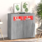 vidaXL Dulap cu lumini LED, gri sonoma, 80x35x75 cm vidaXL Dulap cu lumini LED, gri sonoma, 80x35x75 cm