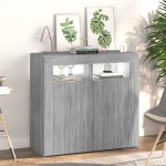 vidaXL Dulap cu lumini LED, gri sonoma, 80x35x75 cm vidaXL Dulap cu lumini LED, gri sonoma, 80x35x75 cm