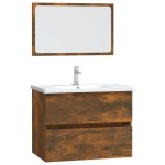 vidaXL Set mobilier de baie, 2 piese, stejar fumuriu, lemn prelucrat vidaXL Set mobilier de baie, 2 piese, stejar fumuriu, lemn prelucrat