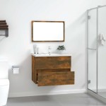 vidaXL Set mobilier de baie, 2 piese, stejar fumuriu, lemn prelucrat vidaXL Set mobilier de baie, 2 piese, stejar fumuriu, lemn prelucrat