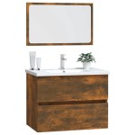 vidaXL Set mobilier de baie, 2 piese, stejar fumuriu, lemn prelucrat vidaXL Set mobilier de baie, 2 piese, stejar fumuriu, lemn prelucrat