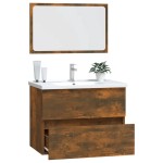 vidaXL Set mobilier de baie, 2 piese, stejar fumuriu, lemn prelucrat vidaXL Set mobilier de baie, 2 piese, stejar fumuriu, lemn prelucrat