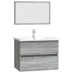 vidaXL Set mobilier de baie, 2 piese, gri sonoma, lemn prelucrat vidaXL Set mobilier de baie, 2 piese, gri sonoma, lemn prelucrat
