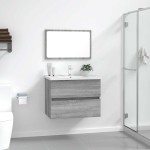 vidaXL Set mobilier de baie, 2 piese, gri sonoma, lemn prelucrat vidaXL Set mobilier de baie, 2 piese, gri sonoma, lemn prelucrat