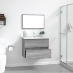 vidaXL Set mobilier de baie, 2 piese, gri sonoma, lemn prelucrat vidaXL Set mobilier de baie, 2 piese, gri sonoma, lemn prelucrat