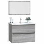 vidaXL Set mobilier de baie, 2 piese, gri sonoma, lemn prelucrat vidaXL Set mobilier de baie, 2 piese, gri sonoma, lemn prelucrat