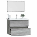 vidaXL Set mobilier de baie, 2 piese, gri sonoma, lemn prelucrat vidaXL Set mobilier de baie, 2 piese, gri sonoma, lemn prelucrat