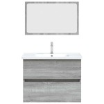 vidaXL Set mobilier de baie, 2 piese, gri sonoma, lemn prelucrat vidaXL Set mobilier de baie, 2 piese, gri sonoma, lemn prelucrat