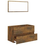 vidaXL Set mobilier de baie, 2 piese, stejar fumuriu, lemn prelucrat vidaXL Set mobilier de baie, 2 piese, stejar fumuriu, lemn prelucrat
